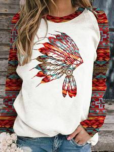 T-shirts <span class=keywords><strong>vintage</strong></span> à manches longues imprimés aztèques d'automne, vêtements basiques pour femmes, chemisiers et hauts grande taille 2024 - Product Image 4