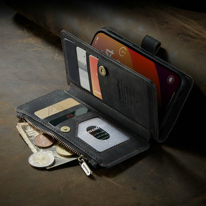 Étui de téléphone CaseMe en cuir PU rétro pour iPhone 14 Pro Max avec support et <span class=keywords><strong>pochette</strong></span> portefeuille à fermeture éclair durable - Product Image 5