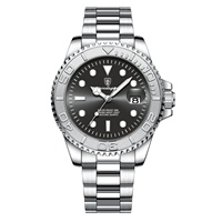 Montre de plongée pour homme POEDAGAR 680, acier inoxydable, lunette rotative, étanche 30M, date luminescente, calendrier, quartz, montre sport