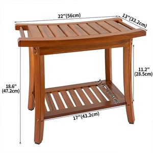 Tabouret de salle de bain en teck OEM 56x33.2x47.2cm, siège de douche à deux niveaux avec rangement pour chaussures, pour usage domestique - Product Image 4