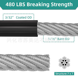 Stainless Steel <b>Cable</b> Rope 36M With Turnbuckles Hooks Screws <b>Outdoor</b> Hanging Kit - Product Image 5