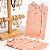 Collier de luxe à double rangée en suède pêche et flanelle, support pour pinceaux de maquillage