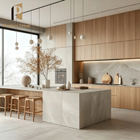 Meubles de cuisine modernes en placage de bois, couleur noyer clair, sur mesure pour toute la maison