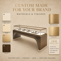 Vitrine à bijoux en verre de couleur bois clair avec éclairage LED pour magasin de bijoux, vente en gros, distributeur personnalisé