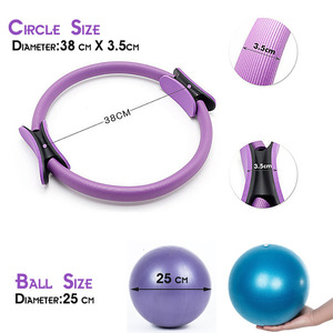 Anneau de Pilates Vigorous 38 cm x 3,5 cm avec ballon de yoga de 25 cm – Équipement d'exercice pour le fitness, le massage et le remodelage corporel - Product Image 1