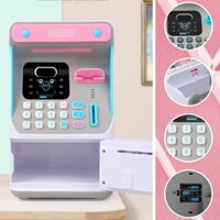 Tirelire électronique ATM pour enfants, jouet de simulation de reconnaissance faciale avec musique, mini tirelire à enroulement automatique des billets