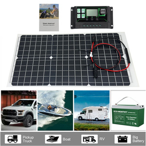 Kit de panneaux solaires monocristallins semi-flexibles 30W 18V avec contrôleur et câbles pour utilisation en extérieur - Product Image 4