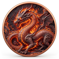 Pièce de monnaie en cuivre pur 999 de 1 oz, version graffiti, série animaux de dessin animé Dragon, couleur UV 3D en relief, édition de collection