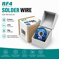 Fil à souder RF4 054D 63/37 0,4 mm avec âme de flux 2% 50g pour réparation de PCB de téléphone, composants CMS, soudure de puces IC, soudure électronique