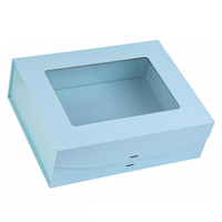 Boîte cadeau en carton magnétique de luxe personnalisée bleue recyclable, grande, pliable, pour vêtements de demoiselle d'honneur, chapeau, manteau, avec ruban