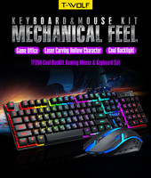 Combo de Teclado y Ratón para Juegos TF200 Slim Mini, con Cable, Receptor USB, Resistente al Agua, para Computadora Portátil y de Escritorio, Universal