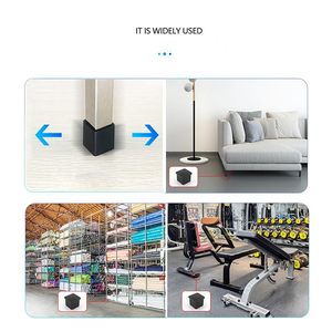 Tappi Quadrati per Gambe di Sedie in Gomma Nera, Protezioni per Piedi di Mobili e Tubi, Coperture per Pavimenti - Product Image 6