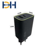 Adaptateur de voyage GaN HD-H HX-D0035 65W EU/UK avec câble rétractable PD QC3.0 pour téléphone, appareil photo, montre connectée