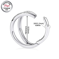 Anneau de piercing pour le nez en titane ASTM F136 poli miroir, clicker de septum G23, hypoallergénique, pour l'oreille, Daith, Helix, bijoux de corps
