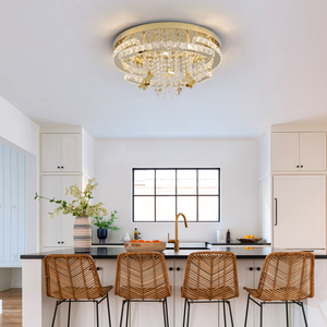 美国库存 52W 50cm 宽度 表面安装式定制水晶吊灯 三色 LED 吸顶灯，不锈钢材质 110V IP20 - Product Image 2