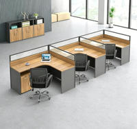 Bureau de travail moderne de haute qualité, table de séparation simple pour quatre personnes, bureau d'ordinateur en forme de L et chaise