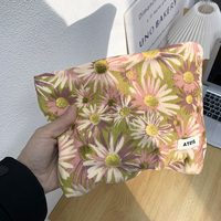 Tas Kosmetik Motif Bunga Segar untuk Wanita, Tas Jinjing Portabel Kapasitas Besar untuk Perjalanan, Penyimpanan Harian, Tas Kosmetik, Lipstik, dan Clutch