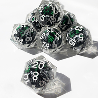 Jeu de dés en résine Dnd, dés à bord tranchant, roulement D20, noyau liquide polyédrique, donjons et Dragons, dés faits à la main, vert cristal