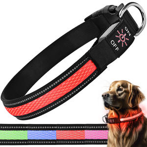 Collier lumineux pour chien de grande taille, USB, en <span class=keywords><strong>maille</strong></span>, collier lumineux pour animaux de compagnie, bande réfléchissante en <span class=keywords><strong>maille</strong></span> de nylon, motif à carreaux, style anglais, ouverture de moule - Product Image 3