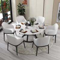 Vente Directe Usine Chaises en Velours 4 et 6 Places, Table à Manger Ronde Rotative à Plateau en Marbre et Ensemble de Chaises pour Maison et Hôtel