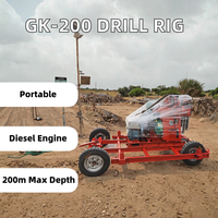 Foreuse portable diesel avec moteur, pompe à engrenages et boîte de vitesses pour le forage de puits d'eau (300 mm max, 200 m de profondeur)
