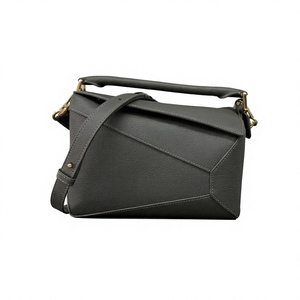 Brown Leather Look Bag Charm Crossbody Purse Shoulder Handbag Geometric Tote Bag for Daily Commuting - Product Image 1