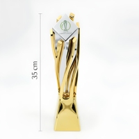 Trofeo Metálico Bicolor Personalizado de 35 cm, Premio Geométrico 3D, Trofeo Deportivo Grabable para Campeonatos, Regalos Empresariales