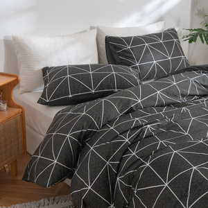 Juego de Funda Nórdica de Tres Piezas de Fibra Sintética Estampada Cepillada, Estilo Moderno Minimalista Chino, Textiles para el Hogar Transfronterizos - Product Image 2