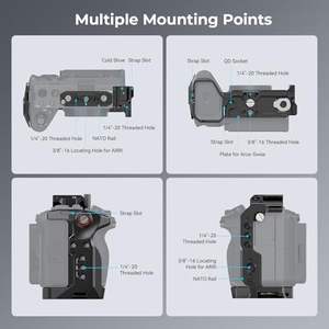 Cage SmallRig pour <span class=keywords><strong>Sony</strong></span> <span class=keywords><strong>FX30</strong></span> avec pince pour câble HDMI, surface noire classique brillante, rail NATO, conception modulaire, compatible caméra - Product Image 2
