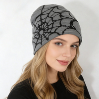 Gorros de Punto Jacquard de Moda con Diseño de Telaraña Multicolor en Fibra Acrílica, Estilo Y2K, para Otoño e Invierno, Estilo Europeo Americano
