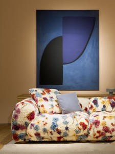 Sillón de Diseño Italiano Milán, con Tapizado Floral Creativo en Tela de Borreguito, Estilo Relajado en Forma de <span class=keywords><strong>U</strong></span>, Compacto, de Líneas Rectas para Espacios Pequeños - Product Image 4