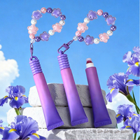 Nouveau Rouge à Lèvres Cosmétique avec Chaîne de Perles Florales, Emballage de Haute Qualité en Plastique avec Bouchon à Vis pour Gloss à Lèvres