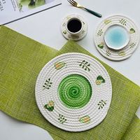Nouveau coton de forme ronde, tapis de table tissé en corde tampons assiette tasse tapis lavable sous-verre napperon pour cuisine salle à manger dîner napperons/