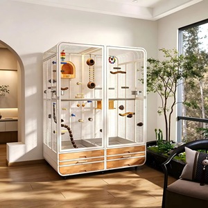 Jaula de Metal Moderna de Estilo Blanco con Cajones de Madera, Jaula Grande para Interiores para Loros y Periquitos - Product Image 2