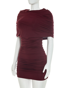Viviblook D26DS202 Vestido de Fiesta Corto para Mujer, Verano, Color Sólido, Casual, Manga Corta, Estilo Bodycon - Product Image 2