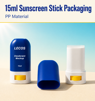 Flacon de déodorant bleu de 15 ml en PP PE, conteneur cosmétique rond avec bouchon à enfiler pour l'emballage des soins de la peau