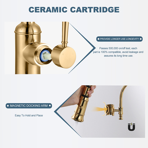 <span class=keywords><strong>Pro</strong></span> phong cách sang trọng vòi bếp với pull out Sprayer, Titan Vàng bồn rửa nhà bếp Vòi cao-arc bồn rửa vòi nước cho nhà bếp - Product Image 4