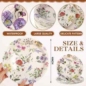 Assiettes en carton jetables rondes 9 pouces CMYK Vintage 350 g/m² Blanches Approuvées par la FDA Fournitures de fête - Product Image 4