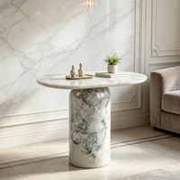 Table d'appoint elliptique en marbre de Carrare, style moderne et luxueux, pour la décoration de la maison, du salon et de la villa