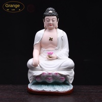 Ornement Bouddha occidental en céramique plaqué or peint à la main, Lys d'eau Feng Shui, Décoration de culte domestique, Guanyin Dizang King