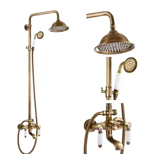 Accessori per il bagno a pioggia sanitari in ottone spazzolato Set doccia antico per telefono Vintage
