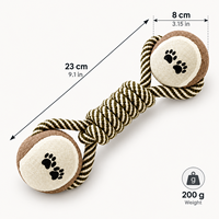 Jouet à mâcher pour chien en caoutchouc durable et écologique, en forme d'haltère, avec nœud en corde, jouet interactif pour chien