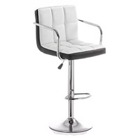 Tabouret de bar contemporain en cuir PU réglable en hauteur avec base en métal robuste et accoudoirs