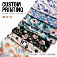 Tissu satiné imprimé numérique en gros, 100 GSM, 95 % polyester, 5 % élasthanne, imprimé floral soyeux pour pyjamas et robes