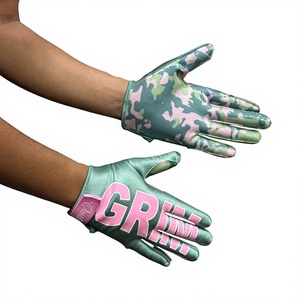 Guantes de Fútbol Americano Personalizados al por Mayor, de Alta Calidad, con Palma Adhesiva de Silicona, Dorso Impreso, Antideslizantes e Impermeables - Product Image 1