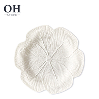 Assiettes de dîner en céramique en forme de chou blanc irrégulier, ensemble de luxe en porcelaine, assiettes de présentation pour mariages, banquets et traiteurs