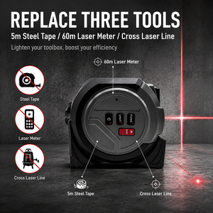 Appareil de mesure intelligent, <span class=keywords><strong>télémètre</strong></span> <span class=keywords><strong>laser</strong></span> 60 m, 3 en 1 pour la gestion des propriétés - Product Image 3