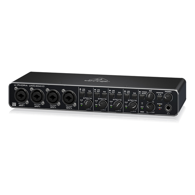Behringer Sound Card UMC404HD 4-In/4-Out USB 2.0 Audio Interface With 4 Midas Mic Preamps Studio Pa System Music Equipment