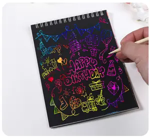 Bambini carta nera colorato graffio nota disegno giocattoli creativi fai da te pittura disegno bobine libro Notebook giocattoli