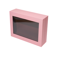 Caja de Regalo Rígida Bicolor Rosa Borgoña con Logotipo Personalizado, Tapa con Panel de Ventana, para Joyería, Bodas, Cosméticos